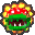 a pixel art drawing of a hamburger with a green mouth and red teeth .