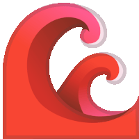 a red wave on a white background that looks like a letter g