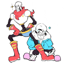 papyrus and sans are standing next to each other in a drawing