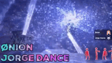 a video game called onion jorge dance with a purple background