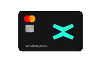 a benjamin mincu credit card with a blue x on it