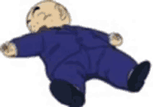 a cartoon character is laying on his back on the ground .