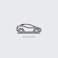 a line drawing of a hatchback car on a white background