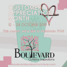 a poster for boulevard outdoor inspirations shows two chairs