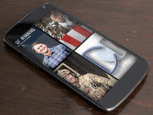 a cell phone displays a collage of photos with the words of winning on the top left