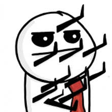 a cartoon of a man with a red tie and a very angry face .