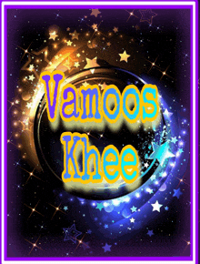 a poster that says vamos knee with a purple frame