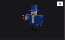 a roblox character wearing a top hat and 3d glasses holds a can of beer