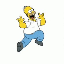 a cartoon of homer simpson is running with his mouth open