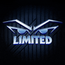 a blue and silver logo that says limited on a black background