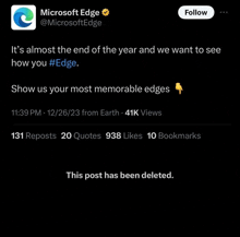 a tweet from microsoft edge says that it 's almost the end of the year and they want to see how you #edge