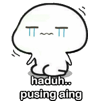 a cartoon character with the words haduh pusing aing written below it