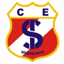 a red and white shield with a blue s and the words ce huancayo on it