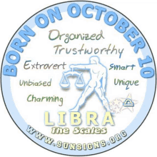 a sign that says born on october 10 libra on it