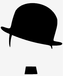 a silhouette of a man wearing a bowler hat