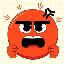 a cartoon illustration of an angry smiley face with its fist in the air .