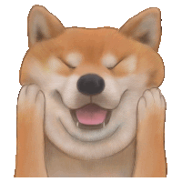 a shiba inu dog with its eyes closed and its tongue out