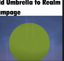 a green circle on a blue background with the words " id umbrella to realm impage " below it