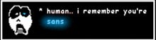 a screenshot of a video game that says human i remember you re sans