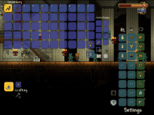 a screenshot of a video game called terraria shows the inventory and crafting screens