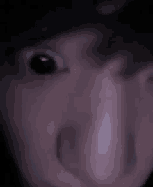 a close up of a person 's face with a blurry background .