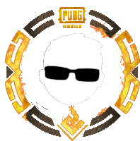 a logo for pubg mobile with a man wearing sunglasses in the middle