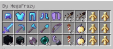 a screenshot of a video game called minecraft showing various items