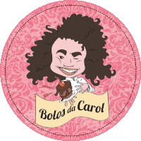 a logo for bolos da carol shows a woman with curly hair