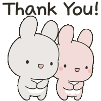 two rabbits are hugging each other with the words thank you written above them