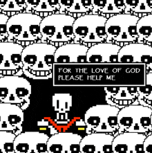 a pixel art drawing of papyrus asking for the love of god to help him .