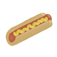 a hot dog with ketchup and mustard on a white background