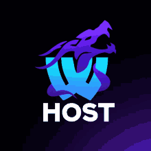 a logo for host with a purple dragon on it