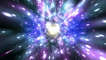 a purple and blue background with a glowing object in the center