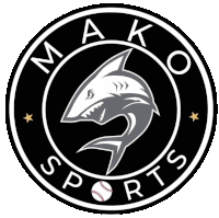 the mako sports logo has a shark in the center