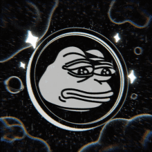 a black and white image of a pepe frog