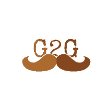 a g2g logo with a brown mustache