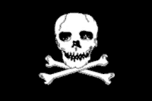 a skull and crossbones on a black background