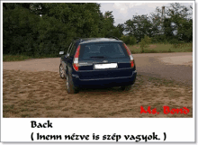 a picture of the back of a car with a foreign language caption