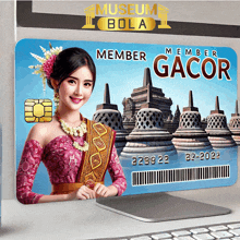 a museum bola member card is displayed on a computer monitor