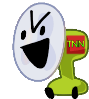 a cartoon character with the word tnn on the back of it