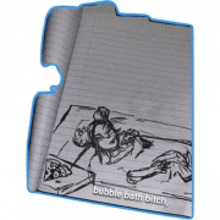 a piece of paper with a drawing of a woman and the words bubble bath bitch