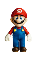 a mario figure with a red hat and a white m on his hat