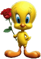 a yellow cartoon character holding a red rose with the letter a on it