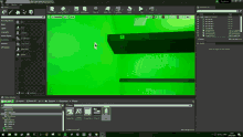 a computer screen shows a green screen with a few icons on it