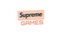 a logo for supreme games is displayed on a white backdrop