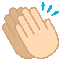 a pair of hands clapping with a blue splash in the background