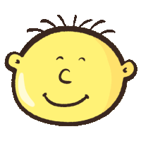 a cartoon drawing of a child 's face with the letter c on his nose