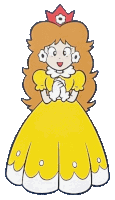 a cartoon of princess daisy wearing a yellow dress