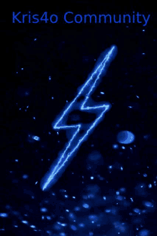 a blue lightning bolt with kris4o community written on the top