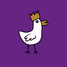 a drawing of a chicken wearing a yellow crown